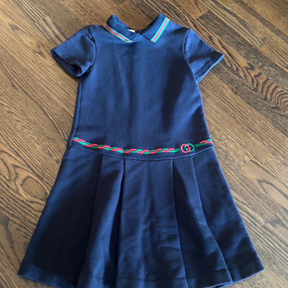 Gucci Navy Dress with Red and Green Trim